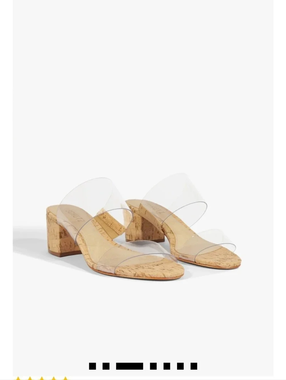Schutz Clear Victorie Cork Platform Slide Sandals in Natural